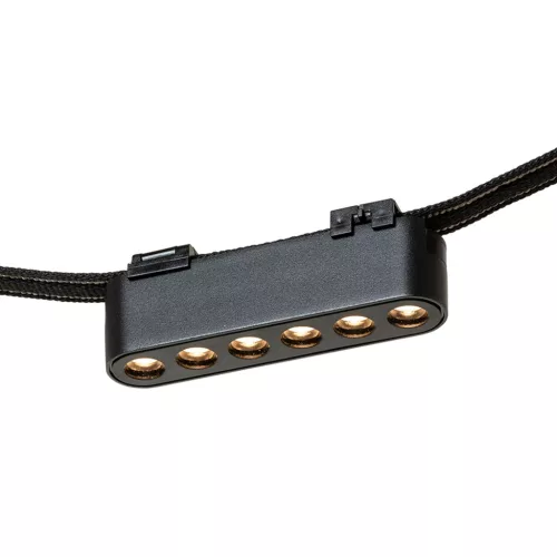 OXANA 11 elegáns fekete LED lámpatest 6 süllyesztett lencsével WAVE textilszalagos rendszerhez, 6w