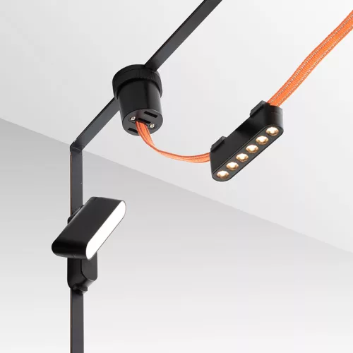 OXANA 11 elegáns fekete LED lámpatest 6 süllyesztett lencsével WAVE textilszalagos rendszerhez, 6w