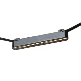 OXANA 22 elegáns fekete LED lámpatest 12 süllyesztett lencsével WAVE textilszalagos rendszerhez, 12w