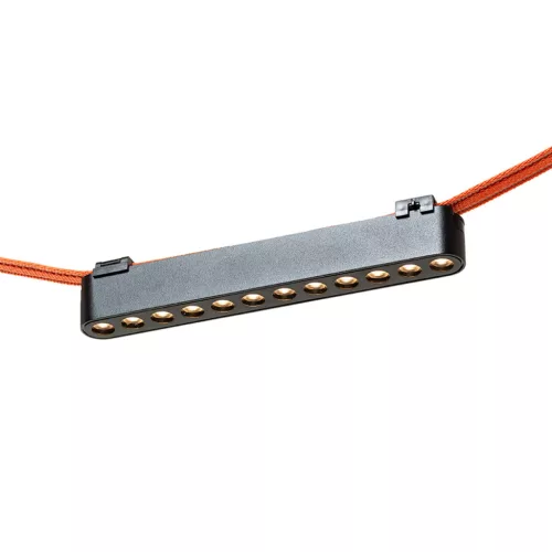 OXANA 22 elegáns fekete LED lámpatest 12 süllyesztett lencsével WAVE textilszalagos rendszerhez, 12w