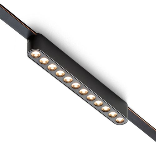 OXANA 22 elegáns fekete LED lámpatest 12 süllyesztett lencsével WAVE textilszalagos rendszerhez, 12w