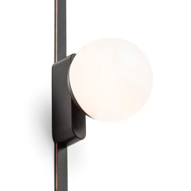 CIARA 10 elegáns fekete LED lámpa lágy fényt adó tejfehér opál búrával WAVE textilszalagos rendszerhez