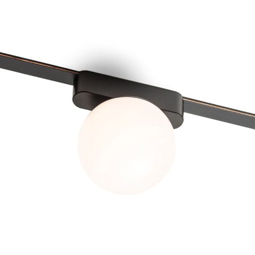 CIARA 10 elegáns fekete LED lámpa lágy fényt adó tejfehér opál búrával WAVE textilszalagos rendszerhez