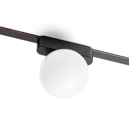 CIARA 10 elegáns fekete LED lámpa lágy fényt adó tejfehér opál búrával WAVE textilszalagos rendszerhez