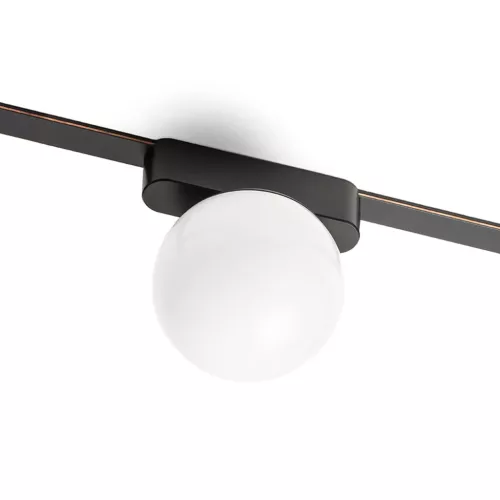 CIARA 10 elegáns fekete LED lámpa lágy fényt adó tejfehér opál búrával WAVE textilszalagos rendszerhez