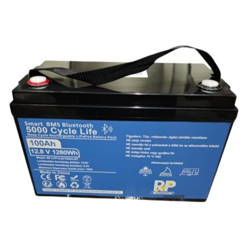 RealPower lítium vas foszfát akkumulátor (LiFePo4) 12V 100Ah, Bluetooth