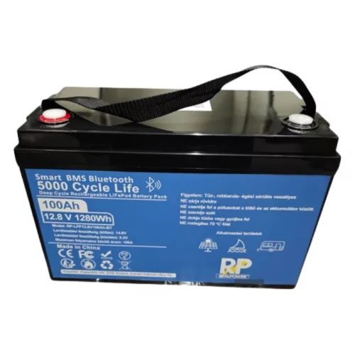 RealPower lítium vas foszfát akkumulátor (LiFePo4) 12V 100Ah, Bluetooth