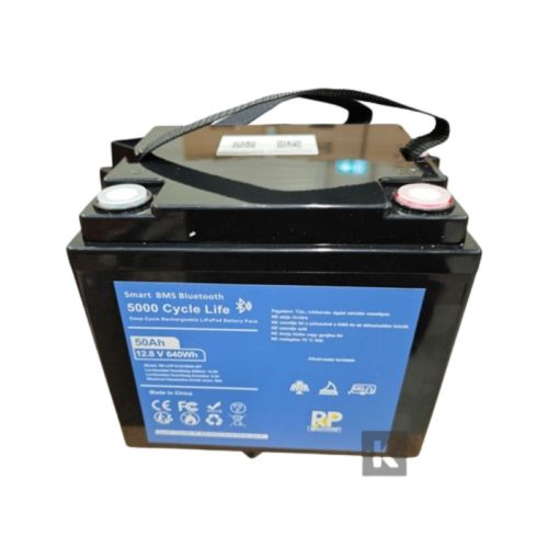 RealPower lítium vas foszfát akkumulátor (LiFePo4) 12V 50Ah, Bluetooth