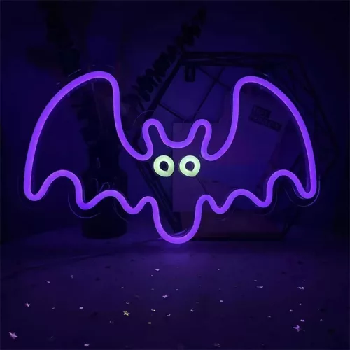 LED Neon Denevér (Lila) – Dekorációs Fénytábla, Halloweenre is!