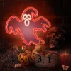 Pirosan világító LED neon szellem, kísérteties hangulatú Halloween dekorációként