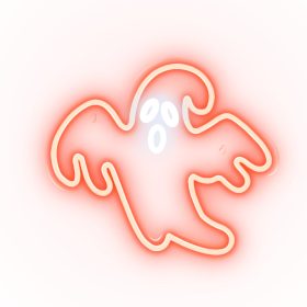 Pirosan világító LED neon szellem, kísérteties hangulatú Halloween dekorációként