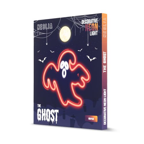 Pirosan világító LED neon szellem, kísérteties hangulatú Halloween dekorációként