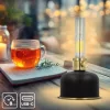 Retro stílusú, fekete petróleum LED lámpa pislákoló fénnyel, dekorációs célokra