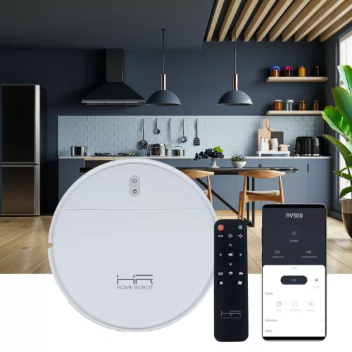 HOME ROBOT RV500 fehér intelligens 3 az 1-ben robotporszívó és felmosó távirányítóval