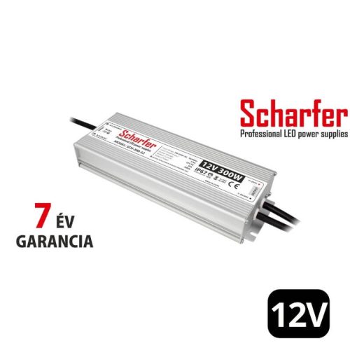 Scharfer vízálló LED tápegység 300W 12V IP67 7 év garanciával