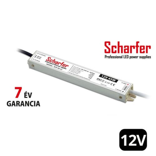 Scharfer vízálló LED tápegység 45W 12V IP67 7 év garanciával