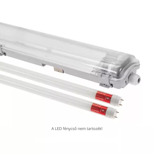 2x150cm Slim Por-és páramentes LED fénycső armatúra IP65, Max 50W