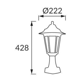 BEGONYA 50cm Klasszikus Kültéri Állólámpa-Fekete