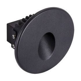   LED lépcsővilágítás, kör, süllyesztett, természetes fényű, IP54, 75lm, fekete
