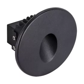   LED lépcsővilágítás, kör, süllyesztett, természetes fényű, IP54, 75lm, fekete