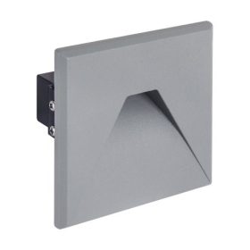   LED lépcsővilágítás, négyzet, süllyesztett, természetes fényű, IP54, 75lm, szürke