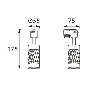 PIANO sínes lámpatest GU10 foglalattal fekete/arany