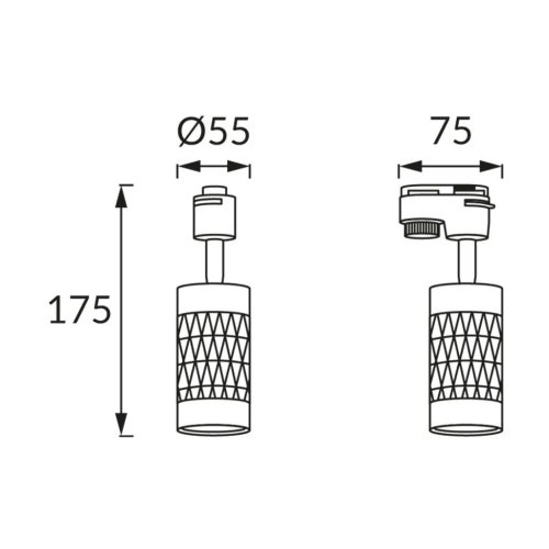 PIANO sínes lámpatest GU10 foglalattal fekete/arany