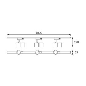DIOR sínes lámparendszer 3xGU10 foglalattal 1m fekete