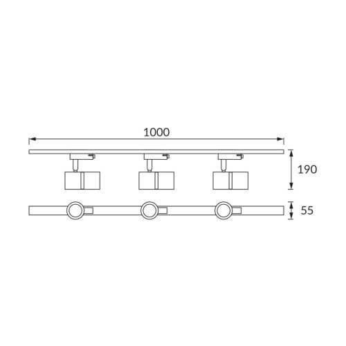 DIOR sínes lámparendszer 3xGU10 foglalattal 1m fekete