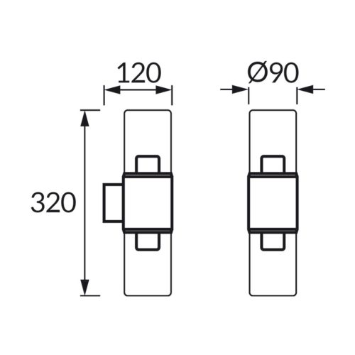 Strühm BERYL Kültéri Dupla Fali Lámpa 2xE27 Foglalat, Ezüstös  Üveg, IP54