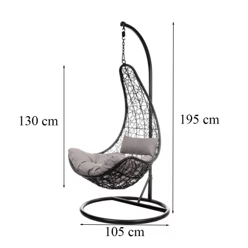 Natal kerti függőfotel fekete 195cm magas