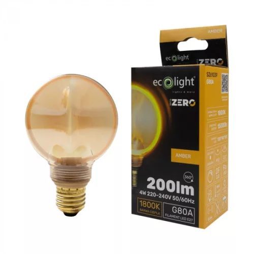 ZERO SERIES dizájn LED izzó E27 4W 200lm G80 borostyán