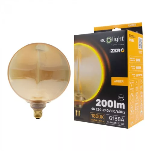 ZERO SERIES dizájn LED izzó E27 4W 200lm G188 borostyán