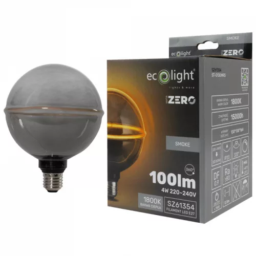 Látványos, G130-as (13cm) méretű, füstüvegű vintage filament LED izzó