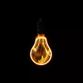Nagyméretű, A110-es, borostyánszínű vintage LED izzó texturált, hullámos üveggel