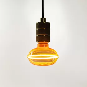 Nagyméretű, borostyánszínű G103 vintage LED izzó egyedi, UFO stílusú filamenttel