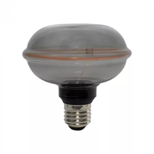 Nagyméretű, füstös üveg színű G130 vintage LED izzó egyedi, UFO stílusú filamenttel