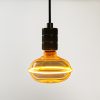 Nagyméretű, borostyánszínű G130 vintage LED izzó egyedi, UFO stílusú filamenttel