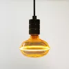 Nagyméretű, borostyánszínű G130 vintage LED izzó egyedi, UFO stílusú filamenttel