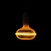 Nagyméretű, borostyánszínű G130 vintage LED izzó egyedi, UFO stílusú filamenttel