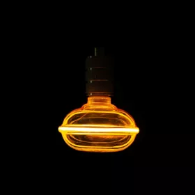 Nagyméretű, borostyánszínű G130 vintage LED izzó egyedi, UFO stílusú filamenttel