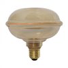 Nagyméretű, borostyánszínű G130 vintage LED izzó egyedi, UFO stílusú filamenttel