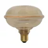 Nagyméretű, borostyánszínű G130 vintage LED izzó egyedi, UFO stílusú filamenttel