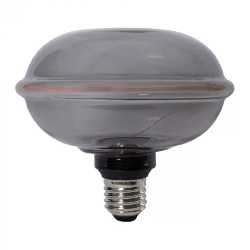 Nagyméretű, füstös üveg színű G130 vintage LED izzó egyedi, UFO stílusú filamenttel