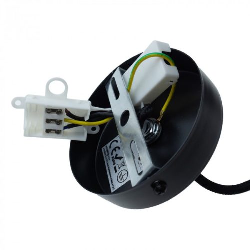 ZERO függesztett lámpafoglalat fényes arany színben, 2 méter hosszú fekete textil kábellel, E27 izzóhoz