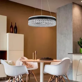   Függesztett gyűrűs kristály csillár lámpa 90W Ø50cm, CCT, Fekete