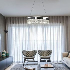   Függesztett gyűrűs kristály csillár lámpa 90W Ø50cm, CCT, Króm