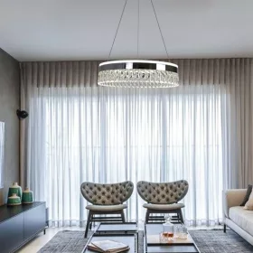   Függesztett gyűrűs kristály csillár lámpa 90W Ø50cm, CCT, Króm