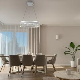  Függesztett gyűrűs kristály csillár lámpa 90W Ø50cm, CCT, Fehér
