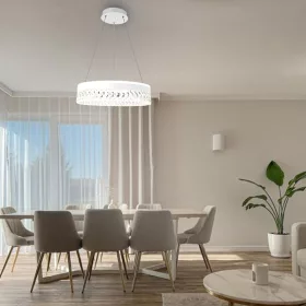   Függesztett gyűrűs kristály csillár lámpa 90W Ø50cm, CCT, Fehér